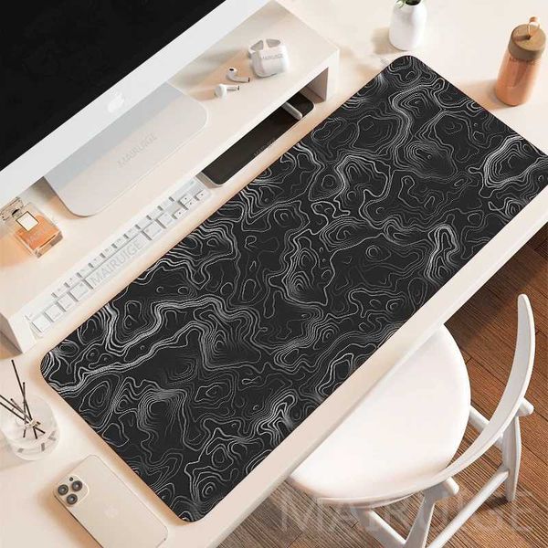 Map Large Mousepads Black White Lines Art Gaming Accessories Desk Mat Carpet 40*80cm XXL Gamer Keyboard Mouse Pad for PC O250118