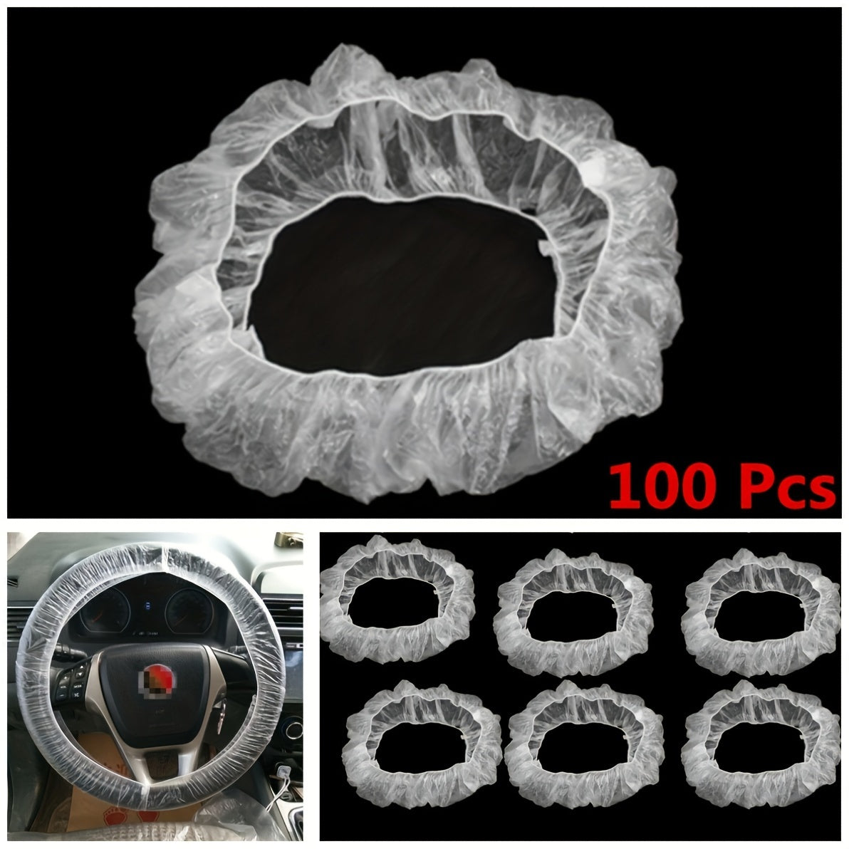 TEMU 100-50pcs Disposable Steering Wheel Covers, Clear Plastic, Anti-fouling & Waterproof - Ideal For Car Maintenance, Repair & Interior Cleaning