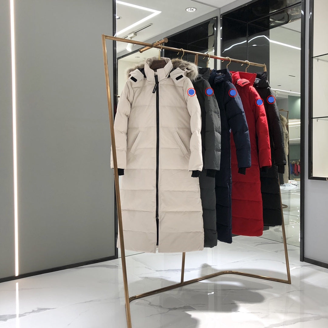 Women Designer Down Coat Long Jackets With Fur Collar Parkas Women Embroidered Letter Badge Winter Jacket Outerwear Clothing XS-XL 5color