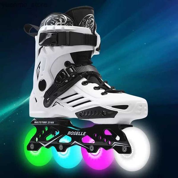 Inline Roller Skates Original Roselle Inline Roller Skates Shoes Super Flashing LED PU wheels Flat Frame Salom Slide FSK Street Asphalt Road
