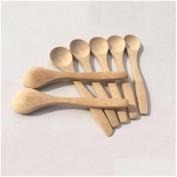 13cm Round Bamboo Wooden Spoons for Cooking, Mixing, Stirring Soup, Tea, Coffee, Honey - Kitchen Utensils LL