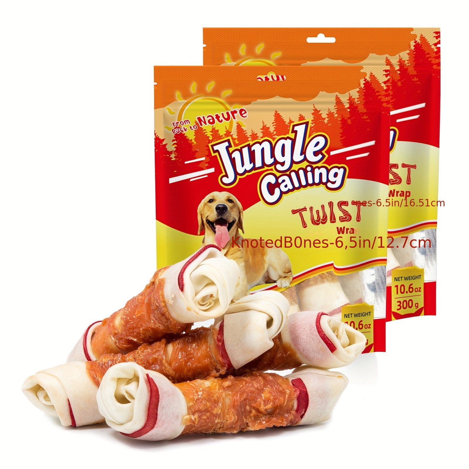 TEMU Jungle Calling Knotted Bones Dog Chews, Long Lasting Beefhide Treats Real Bones For Large Dogs Training Treats