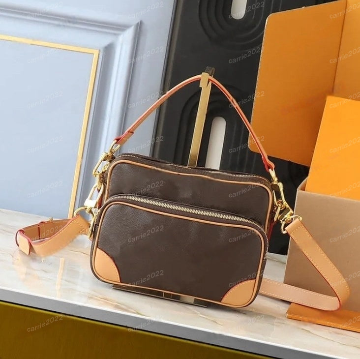 Fashion Bag Danube Cross body Men Handbag Archive Designer Shoulder Bag Luxury Crossbody bag Women Tote bags Chest bag Lady Wallet 14016 Brown flowe