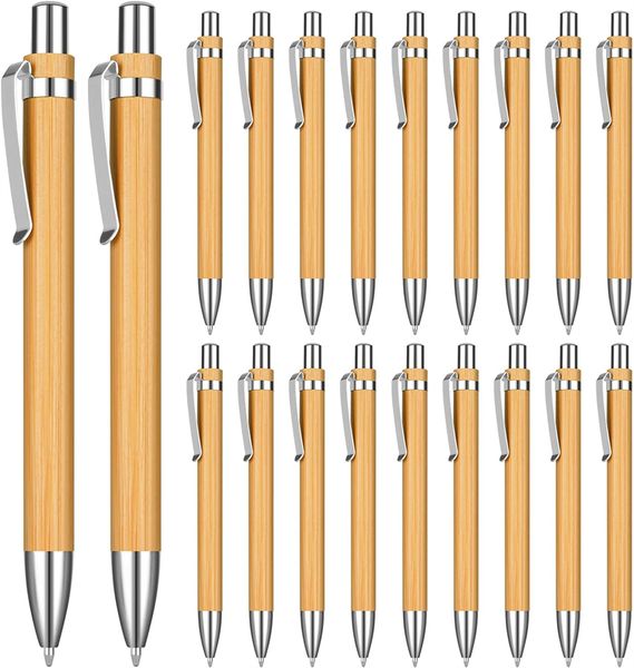 Bamboo Pens Wooden Retractable Ballpoint Pen Black Ink 1mm Sustainable Writing Eco-Friendly Bamboo Pens Bulk For Home Office School Supplies