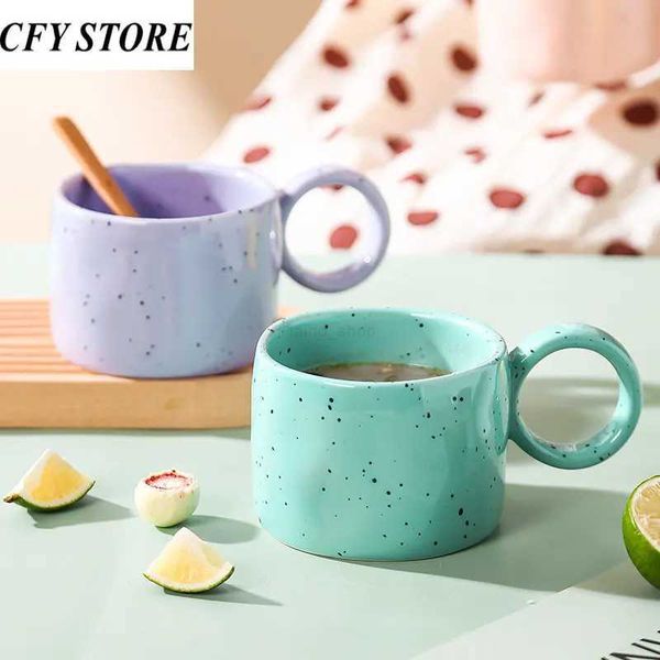 300ml Creative Ceramic Coffee Mug with Handgrip Personalized Family Lovers Coffee Cup Home Breakfast Milk Cup Beverage UtensilB240720