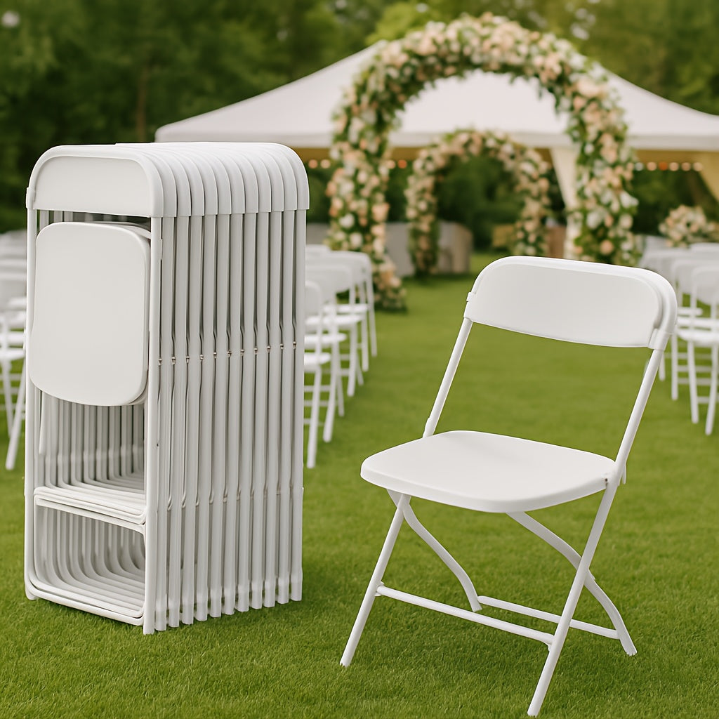 TEMU 10 White Folding Chairs – 350 Lbs Weight Capacity Reinforced Plastic Chairs, Steel Reinforced Frame, Commercial-grade Stackable Chairs, Suitable