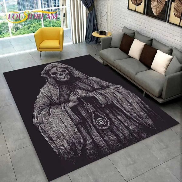 3D Creative Gothic Horror Skull Death Area RugCarpet Rug for Living Room Bedroom Sofa Doormat DecorKitchen Non-slip Floor MatM240806