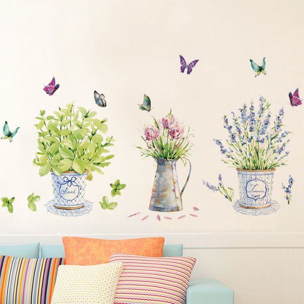 Wallpapers Art Potted Wall Stickers Living Room Bedroom Window Decals Flowers Pot Painting Wallpaper Decorations Removable PVC Wallsticker 2