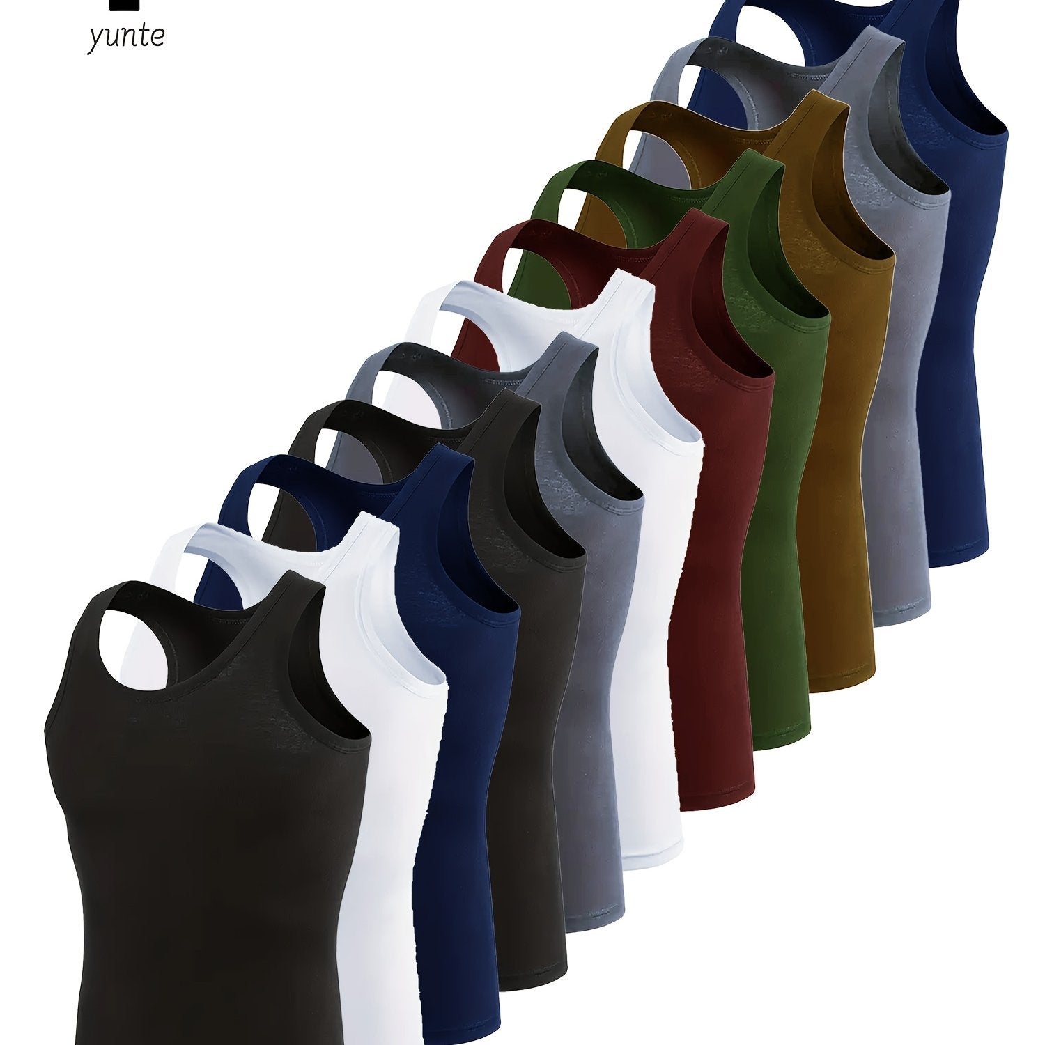 TEMU 11pcs Men's Sleeveless Athletic Tops - Breathable, Quick-dry Polyester Workout Shirts In Assorted Colors (black, White, Navy, Gray, Red, Green,