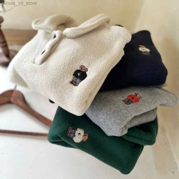 Hoodies Sweatshirts Winter New Baby Warm Fleece Sweatshirt Boy Girl Cartoon Casual Polo Shirts Plus Velvet Thick Toddler Long Sleeve Lapel T