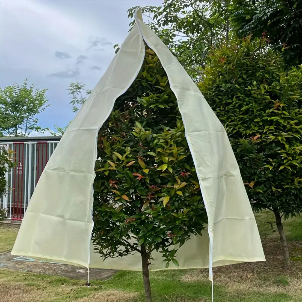 1pc Plant Cover Frost Protection, Plant Frost Cover With Drawstring And Zipper Bag For Plants Trees Shrubs, Frost Jacket Warm Blanket For Frost Seas