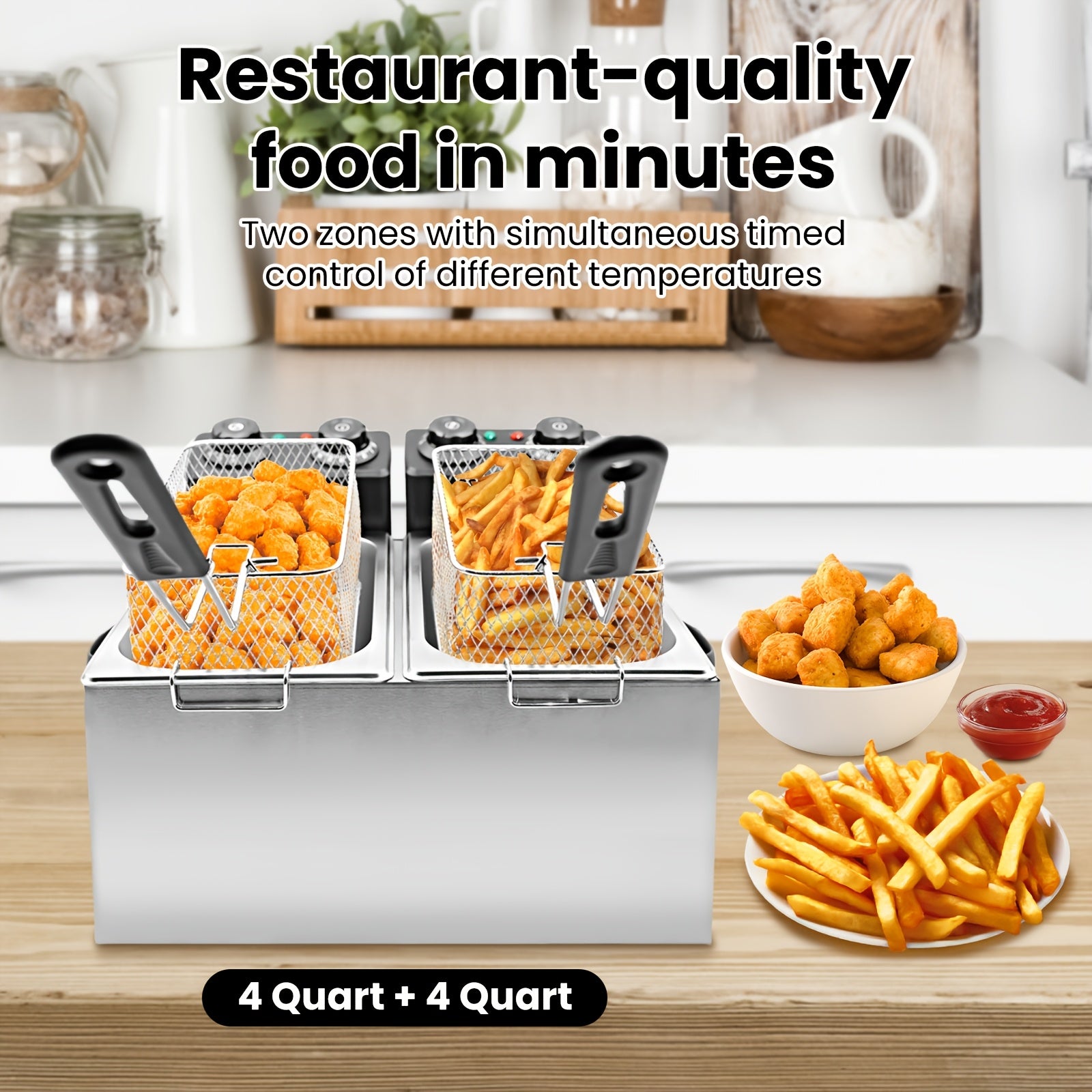 TEMU 8l Electric Deepfryer, Electric Fryers And Deep Fryer With Basket, Adjustable Temperature & Timer, Fried Chicken, Shrimp, , Chips Chicken Fryer
