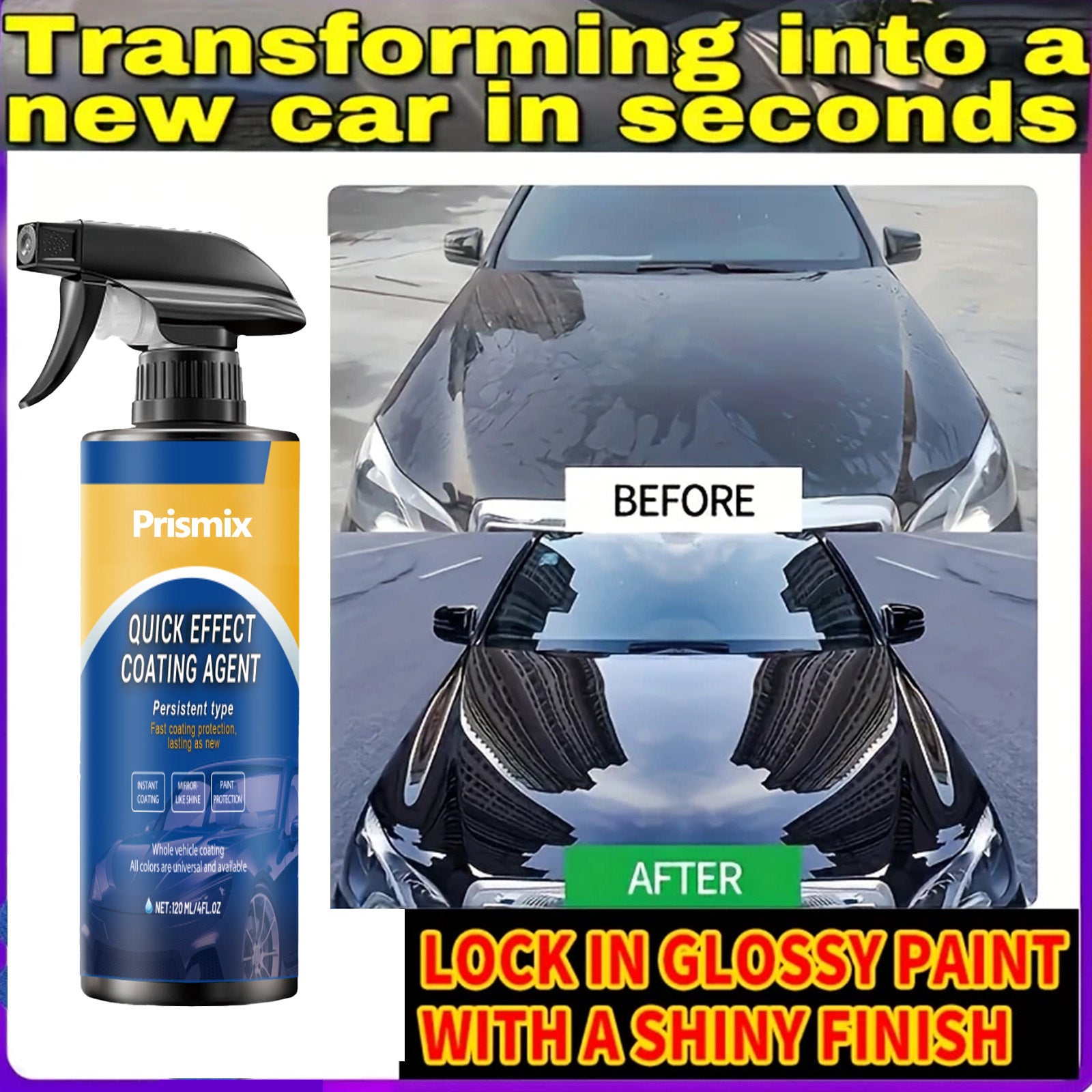 TEMU Car Accessories - Car Coating Spray - Car Care Refinishing Repair Paint Waxing Spray Coating Sealer - Long Lasting Glossy Surface, Weatherproof