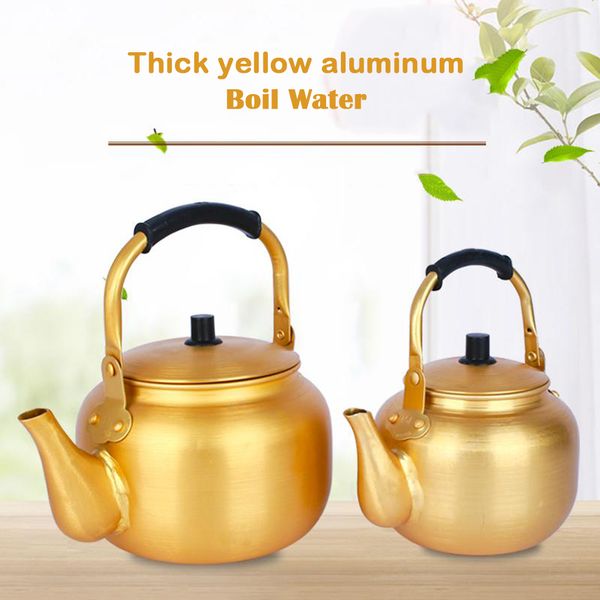 2L Yellow Aluminum Teapot Home Gas Boiling Kettle Beauty Health Tea Infuser Korean Rice Jug Warm Wine Pot With Minor Flaws