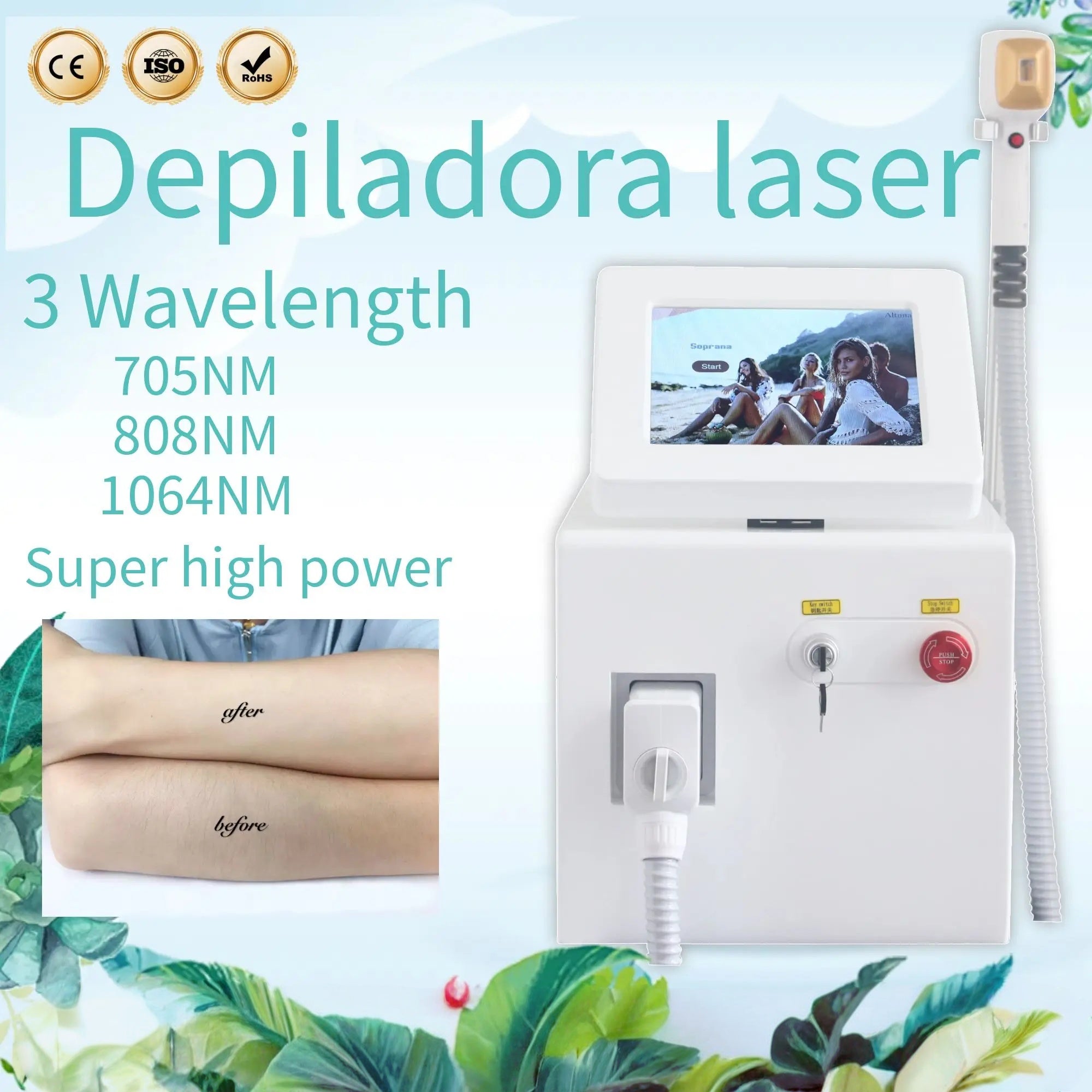diode laser 755nm 808nm 1064nm 3 wavelength hair removal machine intelligent, safe, painless and permanent hair removalThe dio