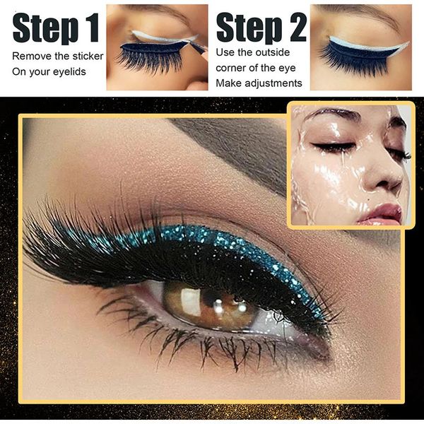 Glitter Powder Self-adhesive Type Eyeliner Eye Shadow Patch Double Eyelid False Eyelashes Waterproof Party Eye Makeup Patch 240709