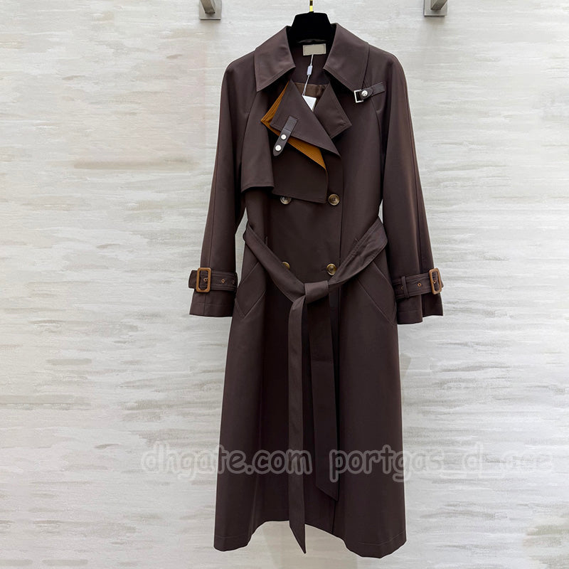 Luxury Women Trench Coat Jacket Designer Elegant Tan Trenchcoat Autumn Spring Street Style Birthday Wedding Outerwear