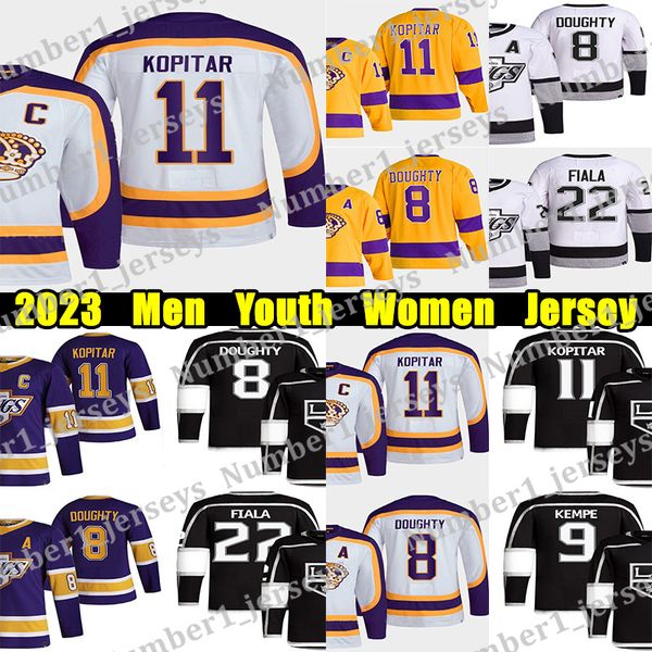 #11 Anze Kopitar hockey jersey #22 Kevin Fiala Pierre-Luc Dubois Drew Doughty Adrian Kempe Quinton Byfield Phillip Danault Wayne Gretzky Cus