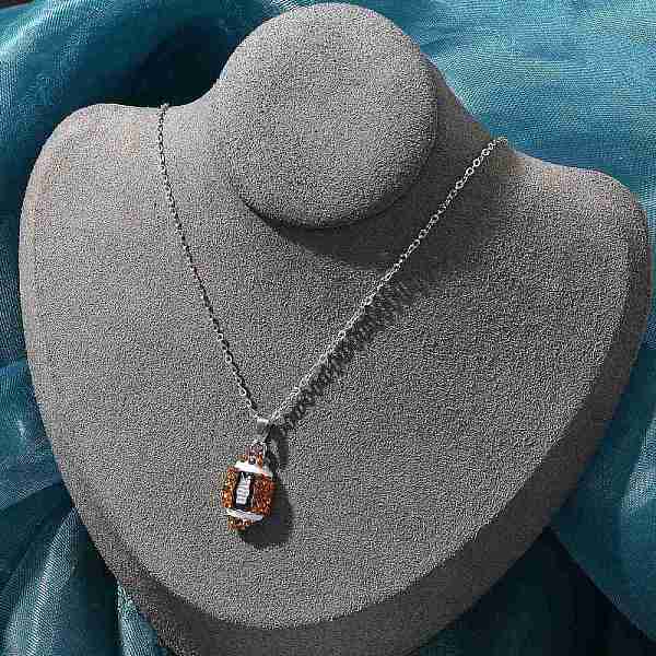 Collar con cadena tipo cable con colgante de balón deportivo con rhinestone y topacio de aleación de zinc