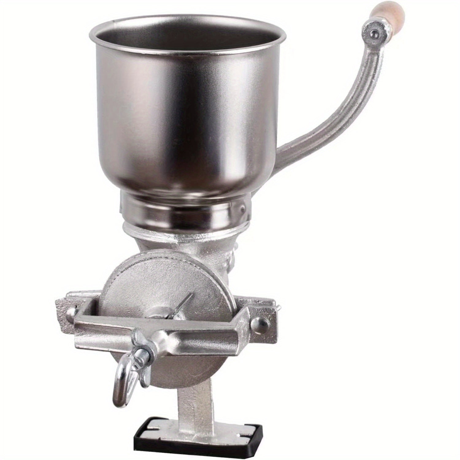 TEMU High Hopper Cast Iron Grain Grinder Grinder Heavy Duty Food Mill With And Clamp For Nuts Flour Corn And Wheat, Silvery