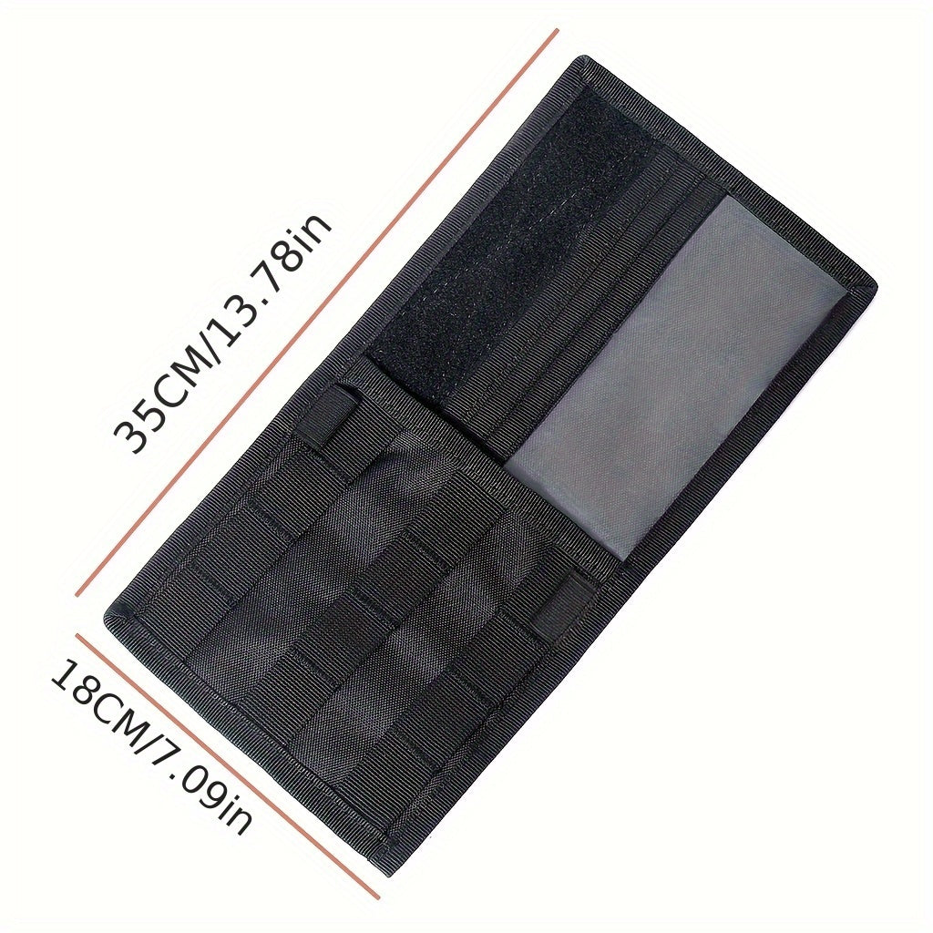 TEMU 1pc Large Storage Pouch - Car Sun Visor Organizer, Double-sided Nylon Holder For Tools And Equipment, Fits Pickup Trucks-trailers, In Black,