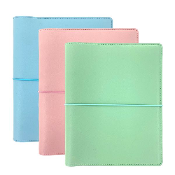 Notepads Schedule Planner Macaroon Color PVC Soft Leather Notepad Protective Set Junior A5 Notebook Small Creative Notebook Cover 230309