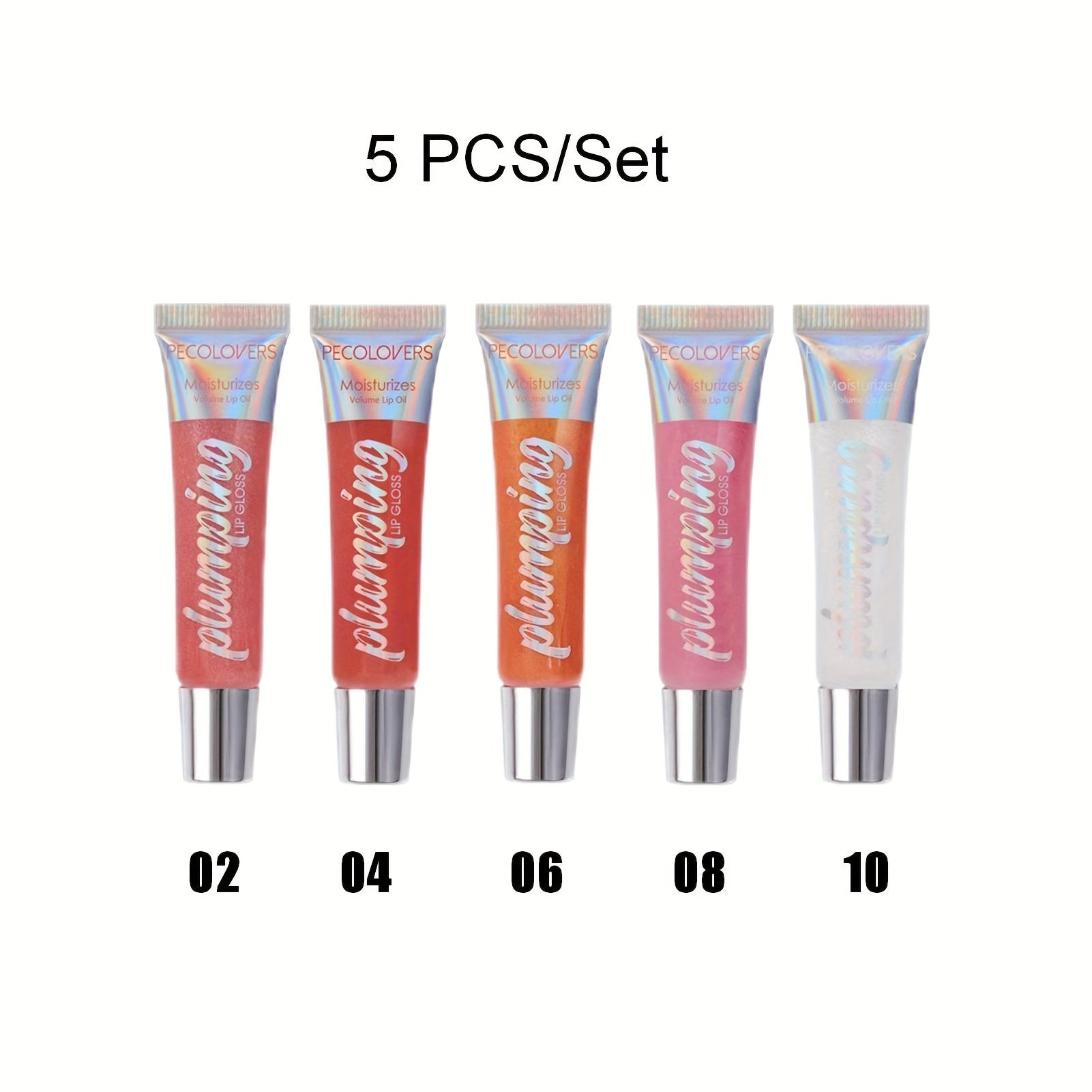 TEMU Pecolovers Strawberry Glitter Lip Plumping Gloss - Jelly Moisturizer & Transparent Tint Gel, Soft Tube, Berry-mixed Shades For Types