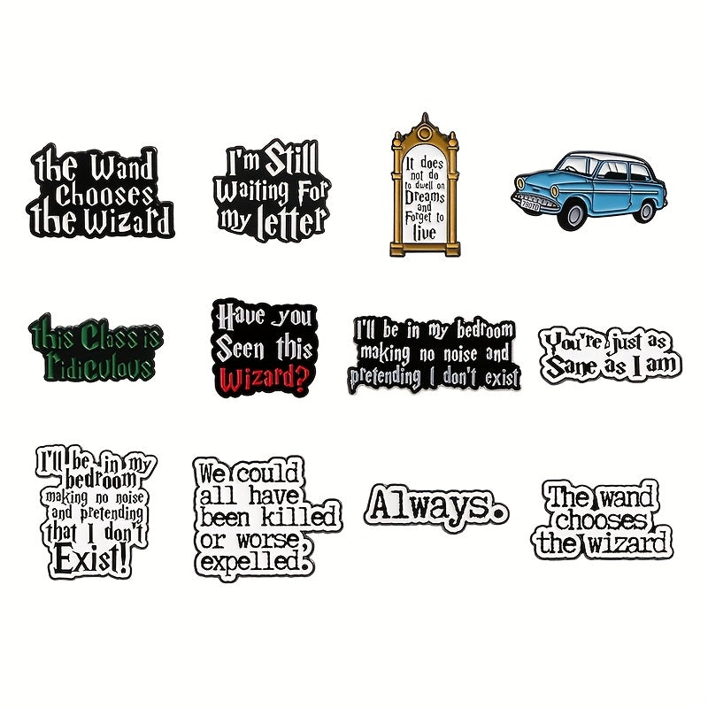 TEMU 12pcs Cartoon English Letter Badge - Cute Enamel Brooch - Collar Metal Pin Accessories - Shirts, Sweaters, Backpacks, Clothing Fashion