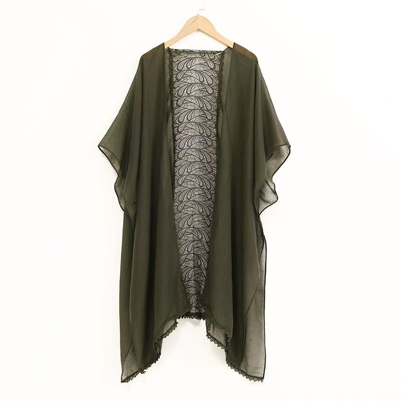 T1118 lace stitching shawl beach sun protection clothing shawl summer outerwear cardigan thin loose female shawl outerwear