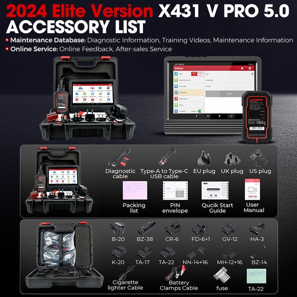 New LAUNCH X431 PRO V 5.0 Car Diagnostic Tools Auto OBD2 Scanner Full System ECU Coding Active Test 2 Years Free Update