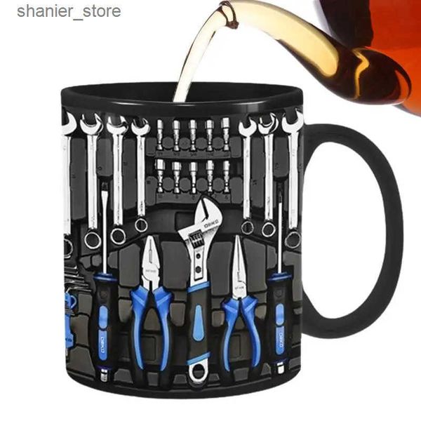 Mugs Mechanical toolbox set with interesting black ceramic cups for coffee large toolbox for coffee tea cups for water whiskey soup juice an