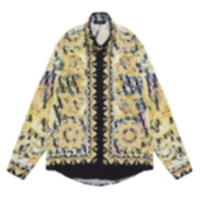 Mens Long Sleeved Shirt Fashion Business Social Prom Formal Style Slim Fit Cotton Designer Vintage Flower Letter Printed Men Casual Shirts