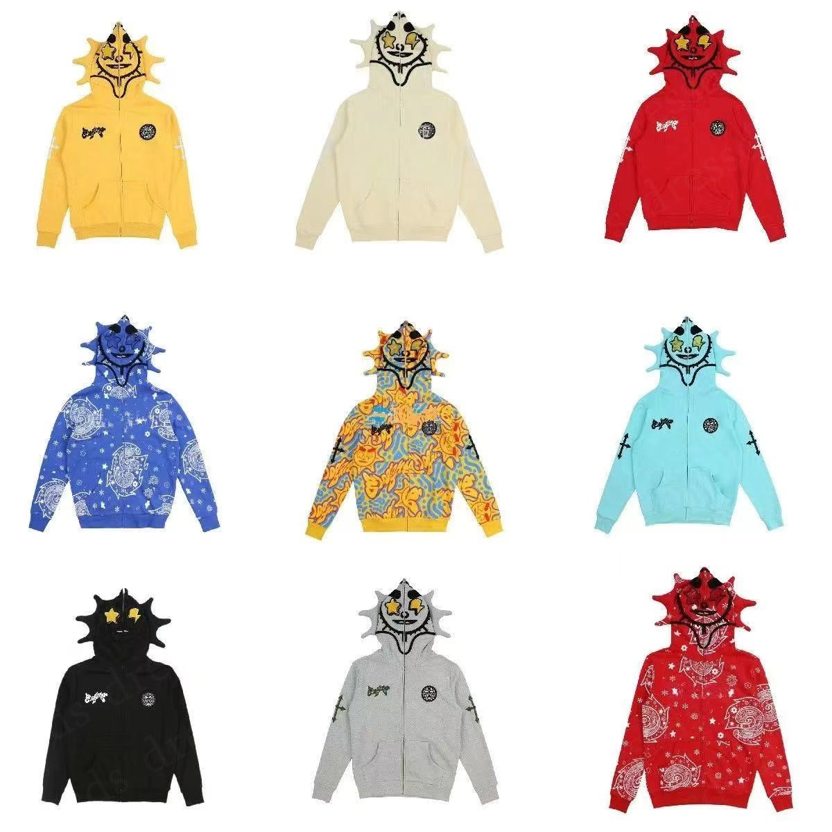 Men hoodie designer Hot Fast Glo Gang Y2K Style Full-Zip High Street Inspired Hoodie with 3D Printed Skull Design for Men- Women -Bold Graphics Long