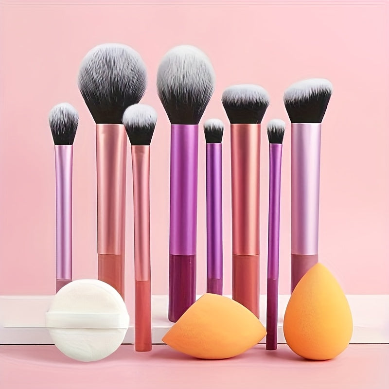 TEMU A Set Of 11 Beauty Tools, Including An 8pcs Set Of Colorful Makeup Brushes, 2 Beauty Sponges, And 1 Powder Puff Needs And Used As A Holiday Gift