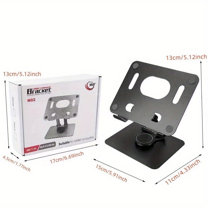 TEMU Adjustable Phone & Tablet Stand - 360° Rotating Foldable Ergonomic Holder With Sturdy Metal Frame, Space-saving Design For Desk, Bedside, Office