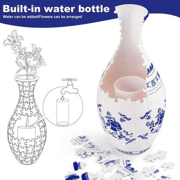 3D puzzle vase 160pcs curved building block waterproof Chinese bottle puzzle plant home decoration home decoration gift W250117