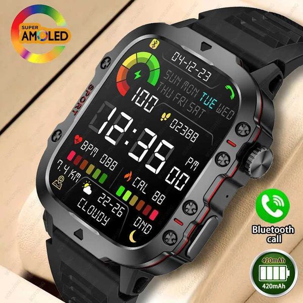 Durable military GPS smartwatch suitable for Xiayi mens AMOLED high-definition Sn rate call waterproof outdoor smartwatch 2024 new model Y24