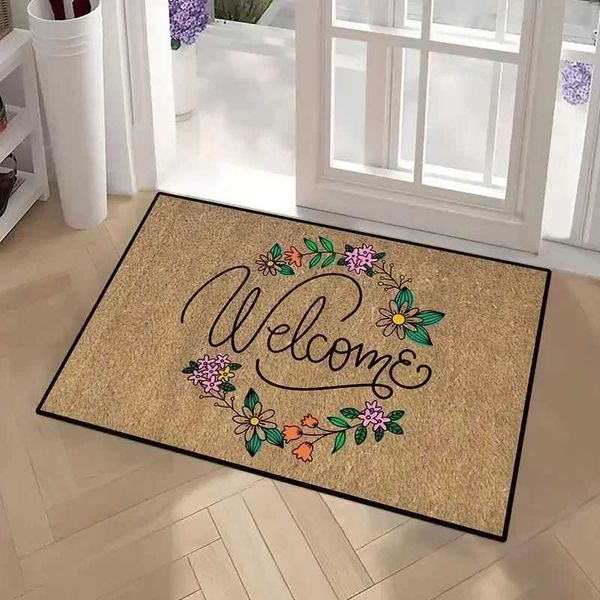 Flower Print He Floor Mat Non-slip Easy Clean Decoration Carpet Kitchen Area Rug Living Ro House Washable Welce Doormats Z250211