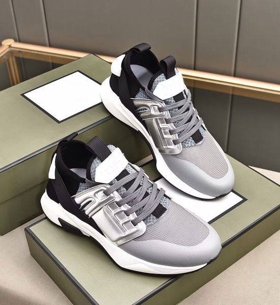2025 Tomxford Men Sport Shoes Top Brand Band Top Sneakers Fabric Nylon Mesh Men Men Rubber Sole Comfort Runner Treinners EU38-46 com caixa