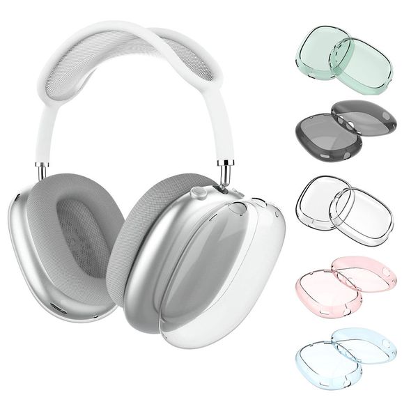 For Airpodspro Max bluetooth appleheadphone earbuds Headphone Accessories Transparent Solid Silicone Waterproof Protective Headset cover Cas