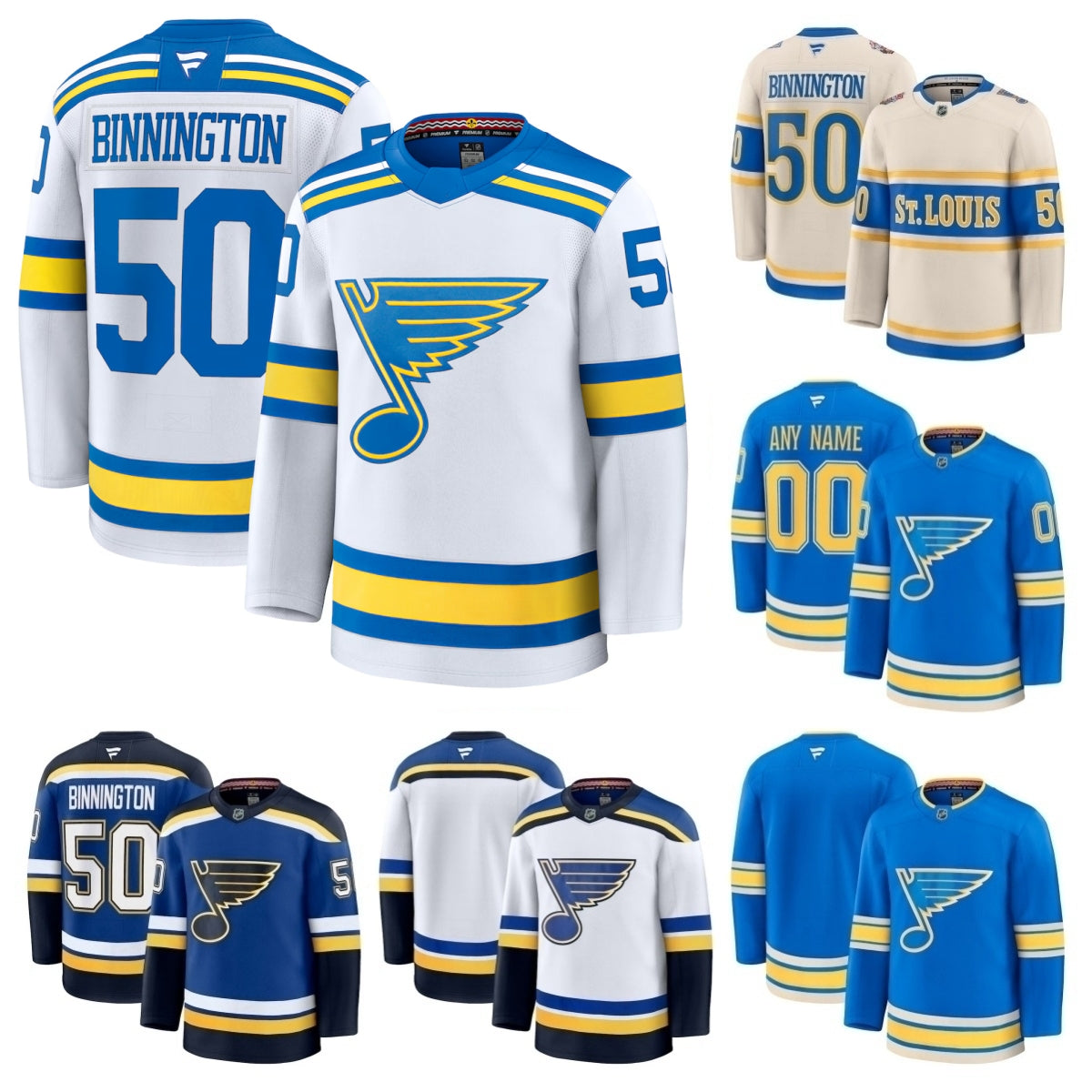 Blues Jersey Hockey Jimmy Snuggerud Jake Neighbours Jordan Kyrou Alexandre Texier Nick Bjugstad Philip Broberg Tyler Tucker Justin Faulk Cam Fowler