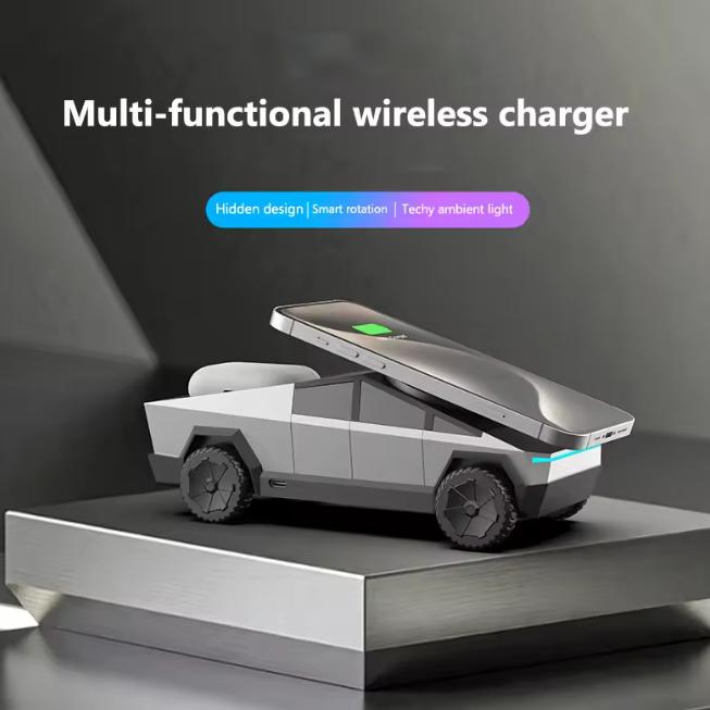 Cartoon Pickup Truck 3-in-1 Wireless Charger Daily & Office Use Qi2 Charging Dock Magnetic Alignment & Safety Protection