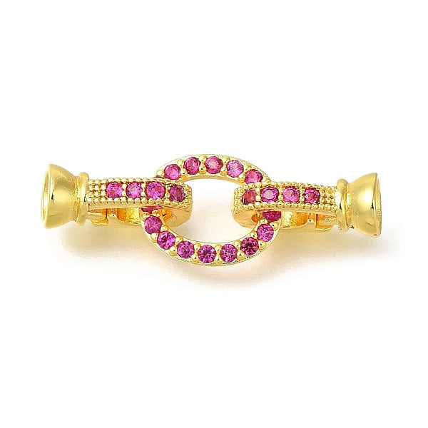 Placage en rack ovale en laiton micro pavé de zircone cubique fermoirs déployants