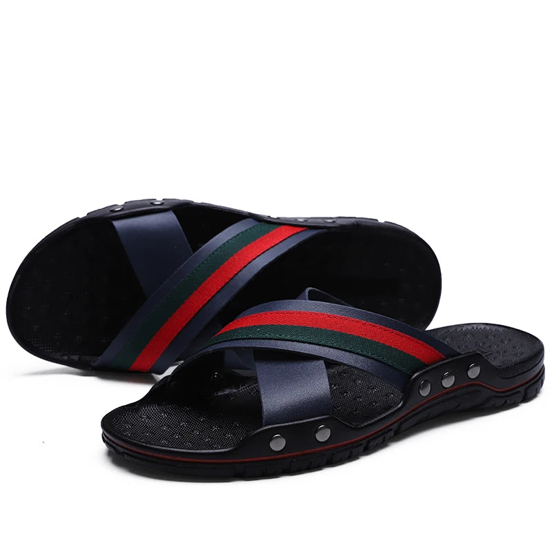 Sandals for Men Slippers Genuine Leather Luxury Brand Fashion 2024 New Men Flats Casual Non-slip Beach Sandalia Zapatos