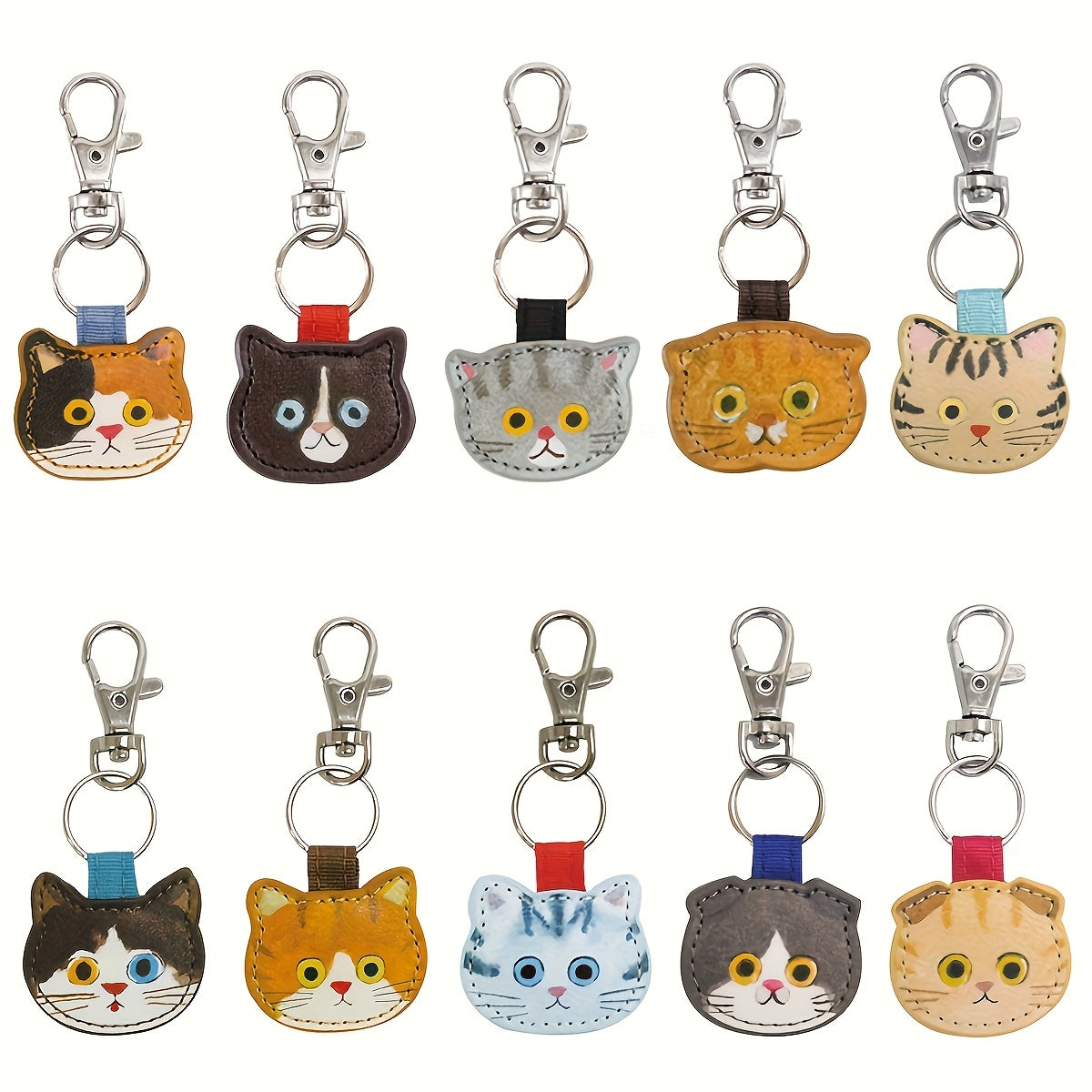 TEMU 10pcs Set Of Cute Cat Series Keychains, Creative Simulation Key Bags, Men' Key Pendants, Women's Bag Pendants, Suitable For Daily Carrying -