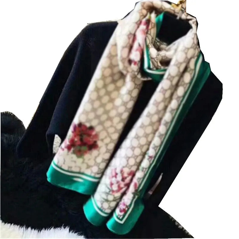 100% silk scarf fashion women scarves famous designer long Shawl Wrap