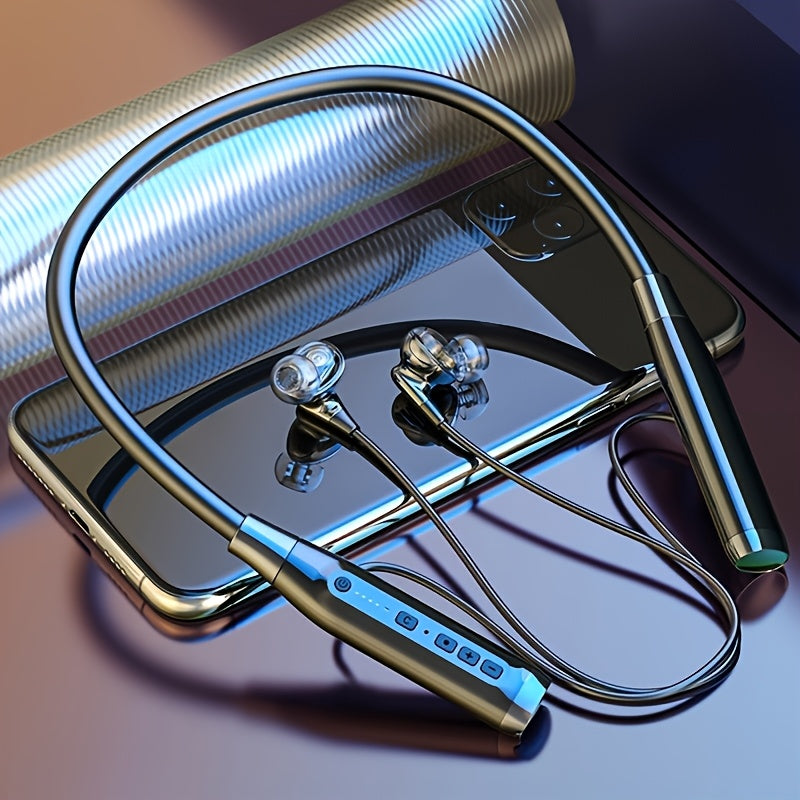 TEMU Neck Hanging Headphones 100h Long Headphones With Microphone | V5.3 Headphones With Stereo Magnetic Earbuds Usb-c Charging, Foldable And