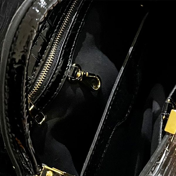 Pattern Handbag Purse Genuine Leather Fashion Letters Removable Strap Golden Hardware Capucines