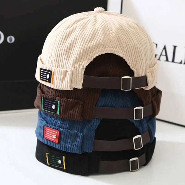 Fashion Retro Beanie Spring Autumn Landlord Street Clothing Hip Hop Veet Corduroy Docker Hats Wholesale CL240911