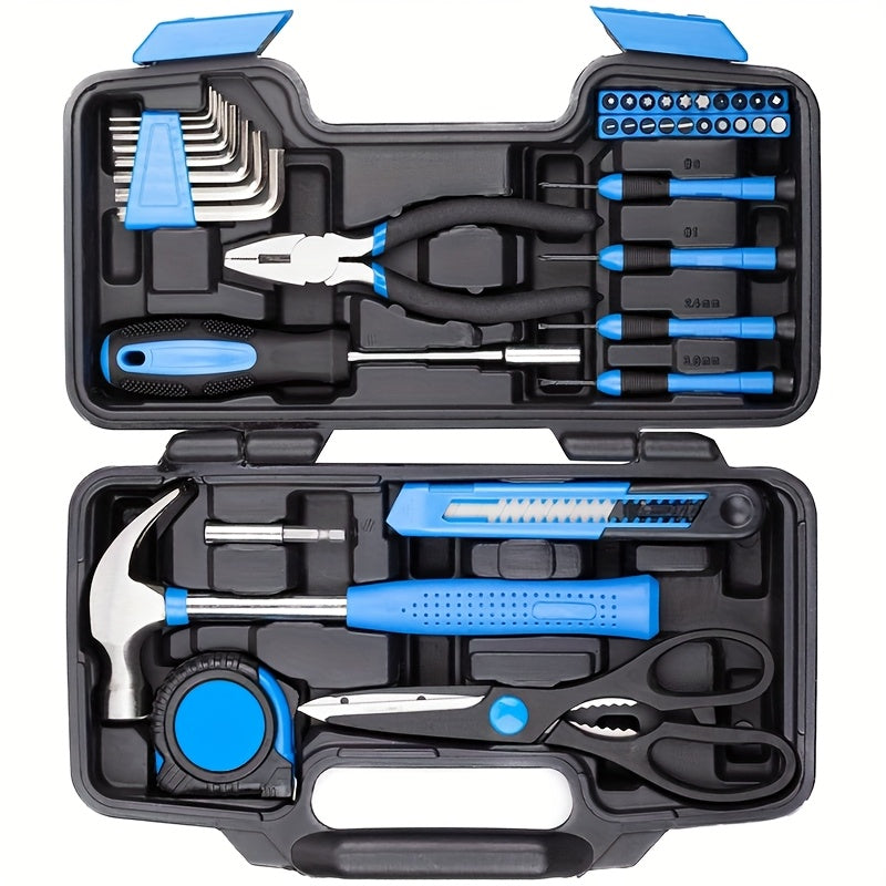 TEMU 39pcs Tool Set, Mechanic Kit With Portable Box, Heavy-duty Household Tools For Diy, Professional Hand Tools, Renovation Construction Plumbing